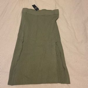 Abercrombie & Fitch Midi Ribbed Skirt with skit - sage